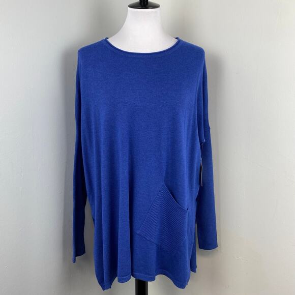 Altar'd State Blue Soft Relaxed Asymmetrical Pullover Tunic Sweater Size M/L - Picture 1 of 9